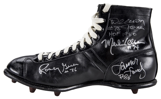 Los Angeles Rams Fearsome Foursome Multi Signed Vintage Cleat: Olsen, Jones, Grier & Lundy (PSA/DNA)